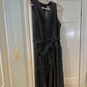 Sundance Dark Denim Midi/maxi Dress with Topstitch Detail